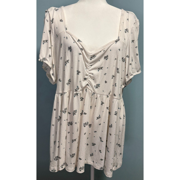 Torrid Women 4X Top Babydoll Floral Textured Peasant Boho Flowy Casual Soft Cozy - Picture 1 of 10